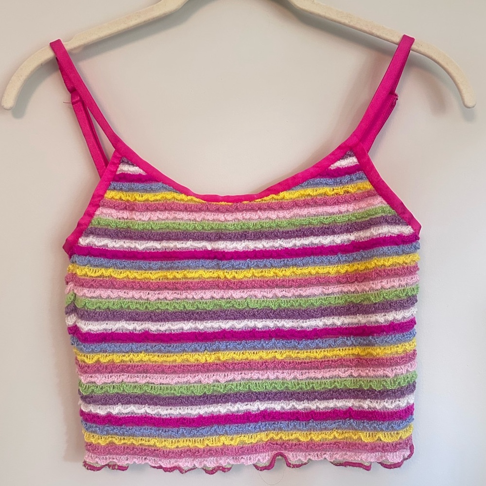 More To Come Womens Striped Crop Tank Multicolor Size XS Festival Party Y2K